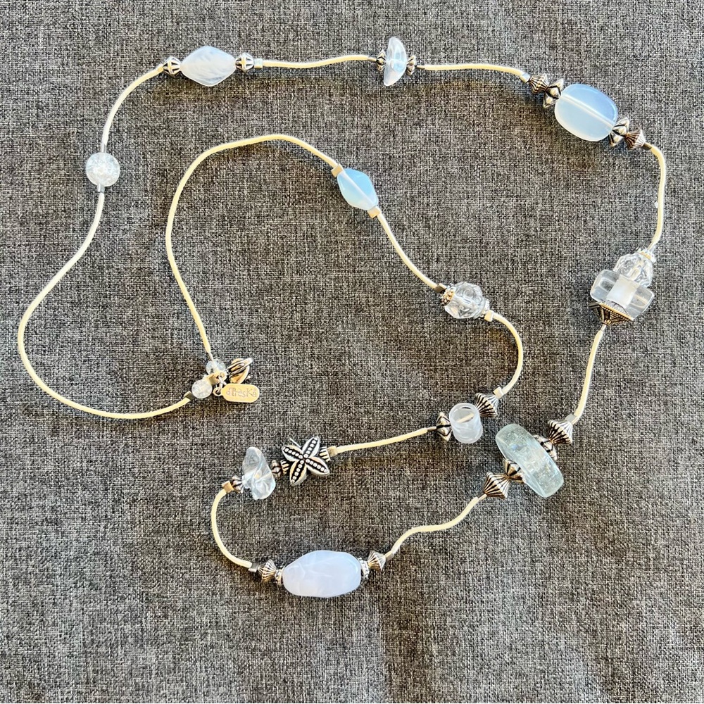 Treska White and Silver Beaded Necklace